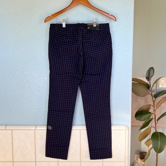 BANANA REPUBLIC Sloan Pant, Low Rise Skinny Leg, navy with polka dot, Size 2 - Picture 3 of 8